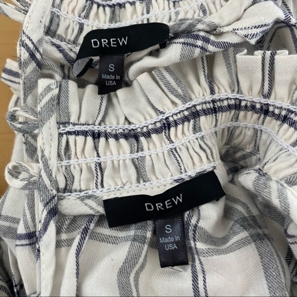 Drew Jackson Plaid Ruffle Detail Shirt Ivory/Grey - Picture 8 of 15